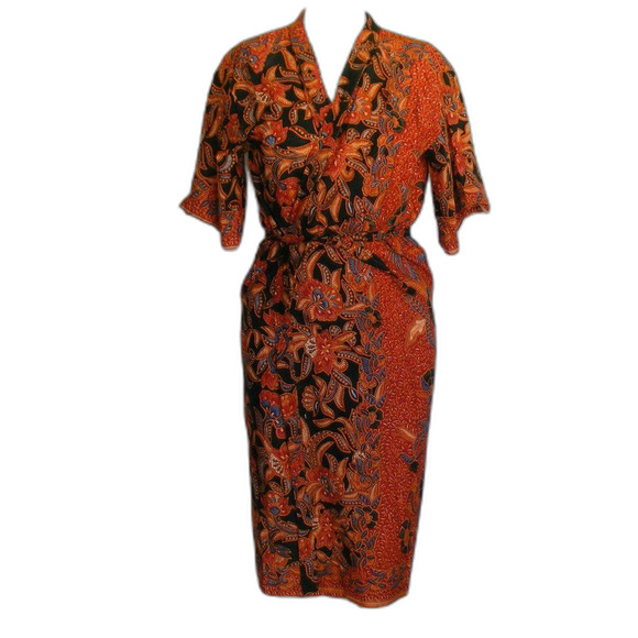 Lightweight ROBE, S, Handmade, Wrap front, Mediterranean Print, Sash - Picture 8 of 8